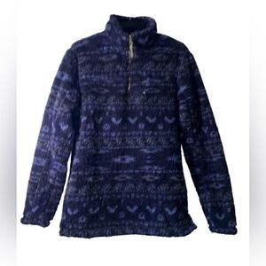 Men's Navy Patterned Zip-Up Sweater